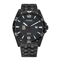 Men's Navy Midshipmen Citizen Quartz Black-Tone Stainless Steel Watch