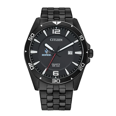 Men's Johns Hopkins Blue Jays Citizen Quartz Black-Tone Stainless Steel Watch
