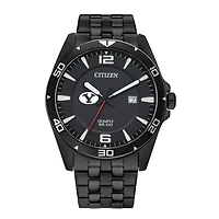 Men's BYU Cougars Citizen Quartz Black-Tone Stainless Steel Watch