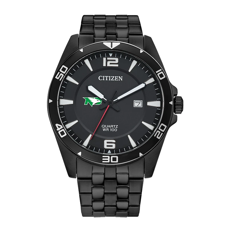 Men's North Dakota Citizen Quartz Black-Tone Stainless Steel Watch