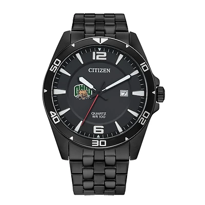 Men's Ohio Bobcats Citizen Quartz Black-Tone Stainless Steel Watch