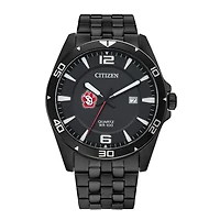 Men's South Dakota Coyotes Citizen Quartz Black-Tone Stainless Steel Watch