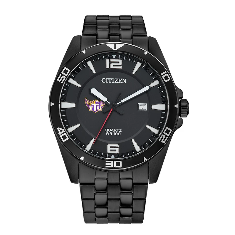 Men's Tennessee Tech Golden Eagles Citizen Quartz Black-Tone Stainless Steel Watch