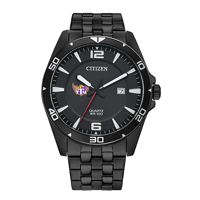 Men's Tennessee Tech Golden Eagles Citizen Quartz Black-Tone Stainless Steel Watch