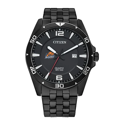 Men's Bucknell Bison Citizen Quartz Black-Tone Stainless Steel Watch