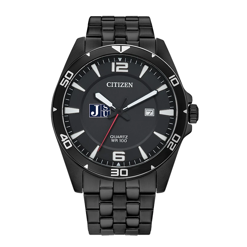 Men's Jackson State Tigers Citizen Quartz Black-Tone Stainless Steel Watch