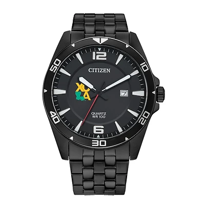 Men's Xavier University of Louisiana Gold Rush Citizen Quartz Black-Tone Stainless Steel Watch