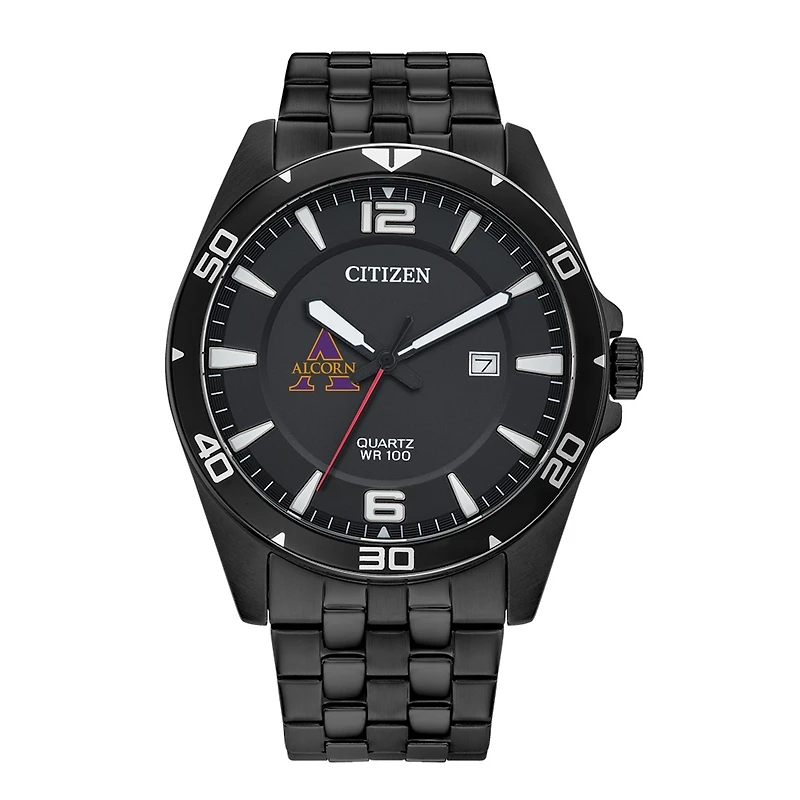 Men's Alcorn State Braves Citizen Quartz Black-Tone Stainless Steel Watch