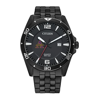 Men's Alcorn State Braves Citizen Quartz Black-Tone Stainless Steel Watch