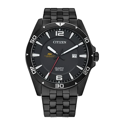Men's Alabama State Hornets Citizen Quartz Black-Tone Stainless Steel Watch