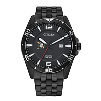 Men's Northeastern Huskies Citizen Quartz Black-Tone Stainless Steel Watch
