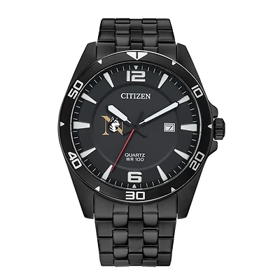 Men's Northeastern Huskies Citizen Quartz Black-Tone Stainless Steel Watch