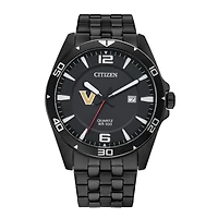 Men's Vanderbilt Commodores Citizen Quartz Black-Tone Stainless Steel Watch