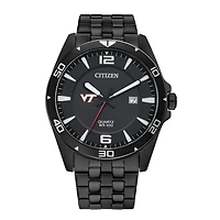Men's Virginia Tech Hokies Citizen Quartz Black-Tone Stainless Steel Watch