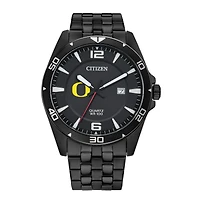 Men's Oregon Ducks Citizen Quartz Black-Tone Stainless Steel Watch