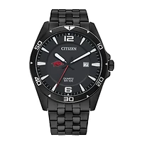 Men's Arkansas Razorbacks Citizen Quartz Black-Tone Stainless Steel Watch
