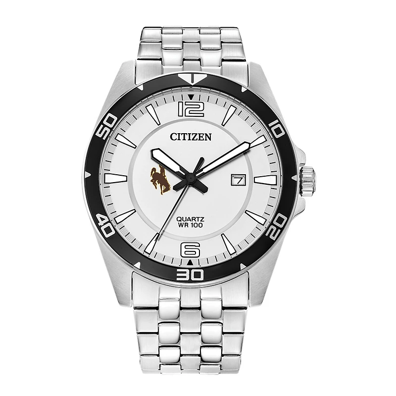 Men's Wyoming Cowboys Citizen Quartz Stainless Steel Watch