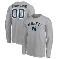 Men's Gray New York Yankees Personalized Cooperstown Collection Alternate Winning Streak Long Sleeve T-Shirt