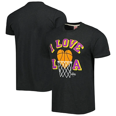 Unisex Homage Charcoal Los Angeles Lakers Hometown Hyper Local Tri-Blend T-Shirt