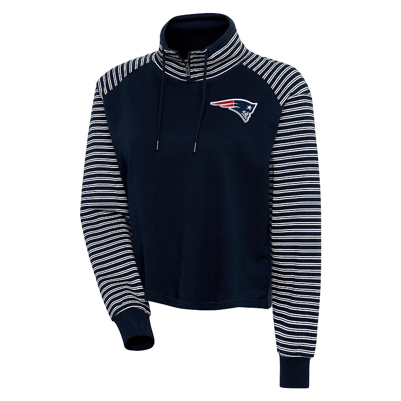 Women's Antigua Navy/White New England Patriots Squad Pullover Top