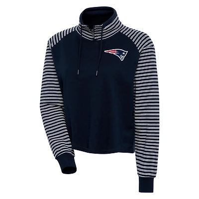 Women's Antigua Navy/White New England Patriots Squad Pullover Top