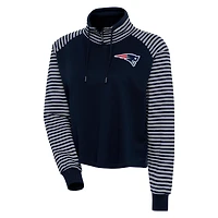 Women's Antigua Navy/White New England Patriots Squad Pullover Top