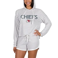 Women's Concepts Sport Cream Kansas City Chiefs Visibility Long Sleeve Hoodie Top & Shorts Set