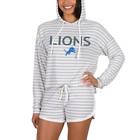 Women's Concepts Sport Cream Detroit Lions Visibility Long Sleeve Hoodie Top & Shorts Set