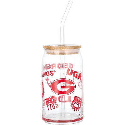 Georgia Bulldogs 16oz. Can Glass with Straw