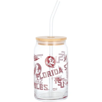 Florida State Seminoles 16oz. Can Glass with Straw