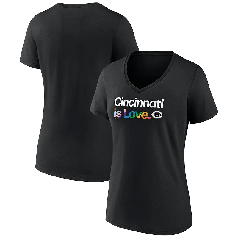 Women's Black Cincinnati Reds City Pride V-Neck T-Shirt