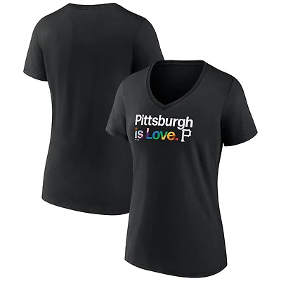 Women's Black Pittsburgh Pirates City Pride V-Neck T-Shirt
