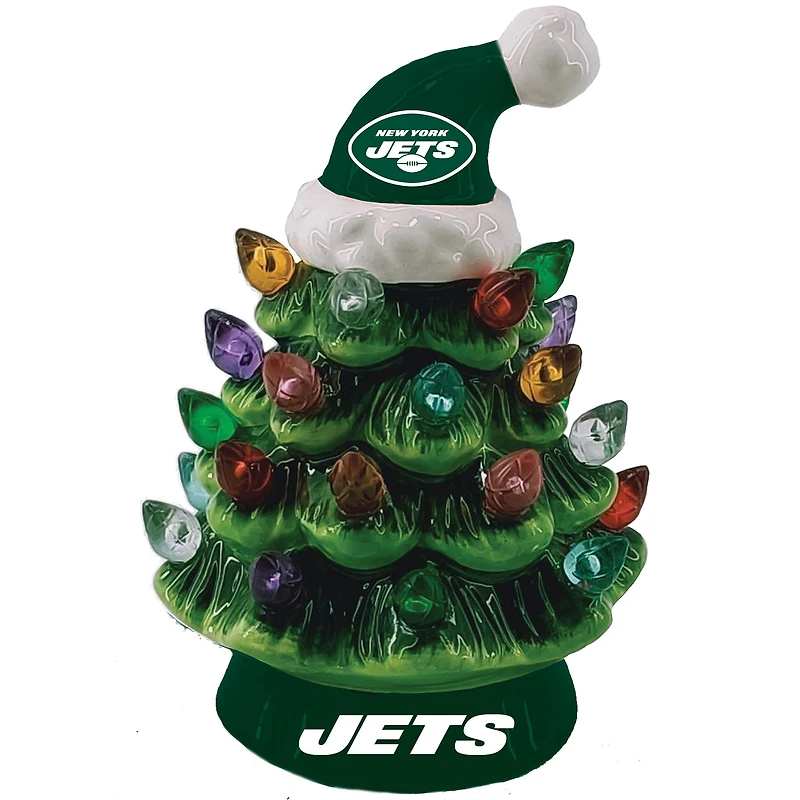 New York Jets 8" Light Up Ceramic LED Christmas Tree