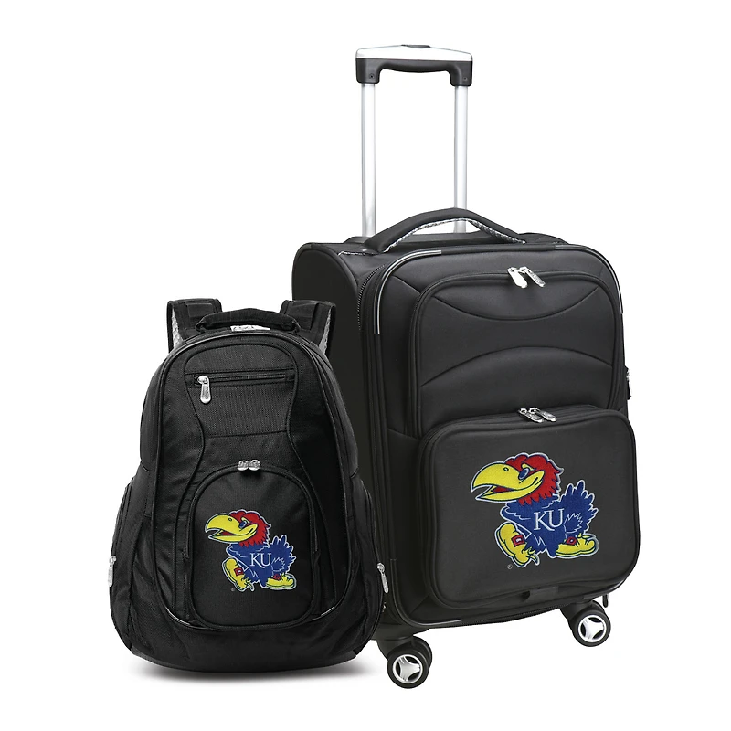 MOJO Black Kansas Jayhawks Softside Carry-On & Backpack Set
