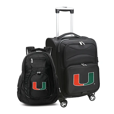 MOJO Black Miami Hurricanes Softside Carry-On & Backpack Set