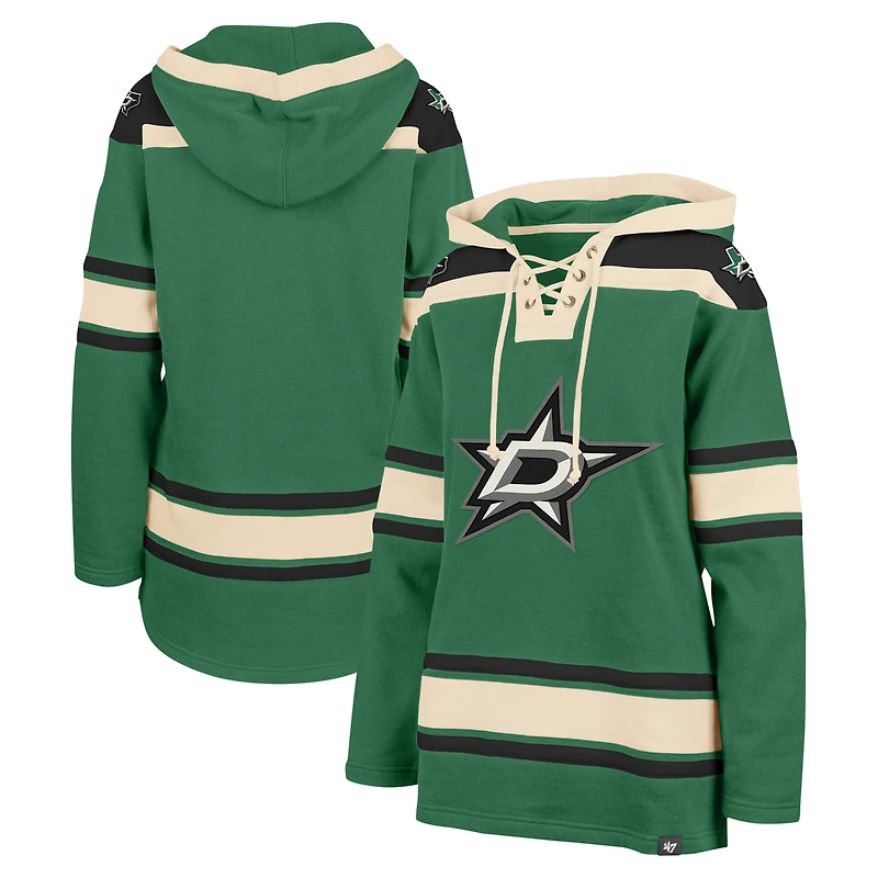 Women's '47  Kelly Green Dallas Stars Superior Lacer Pullover Hoodie