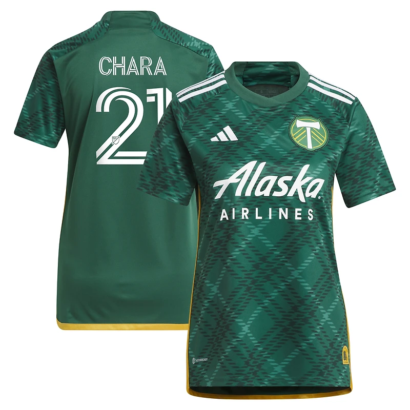 Women's adidas Diego Chara Green Portland Timbers 2023 Portland Plaid Kit Replica Jersey