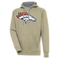 Men's Antigua  Khaki Denver Broncos Primary Logo Victory Pullover Hoodie