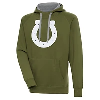 Men's Antigua  Olive Indianapolis Colts Primary Logo Victory Pullover Hoodie