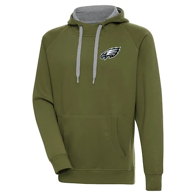 Men's Antigua  Olive Philadelphia Eagles  Victory Pullover Hoodie
