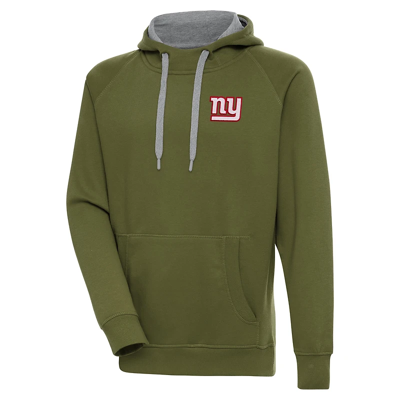 Men's Antigua  Olive New York Giants  Victory Pullover Hoodie
