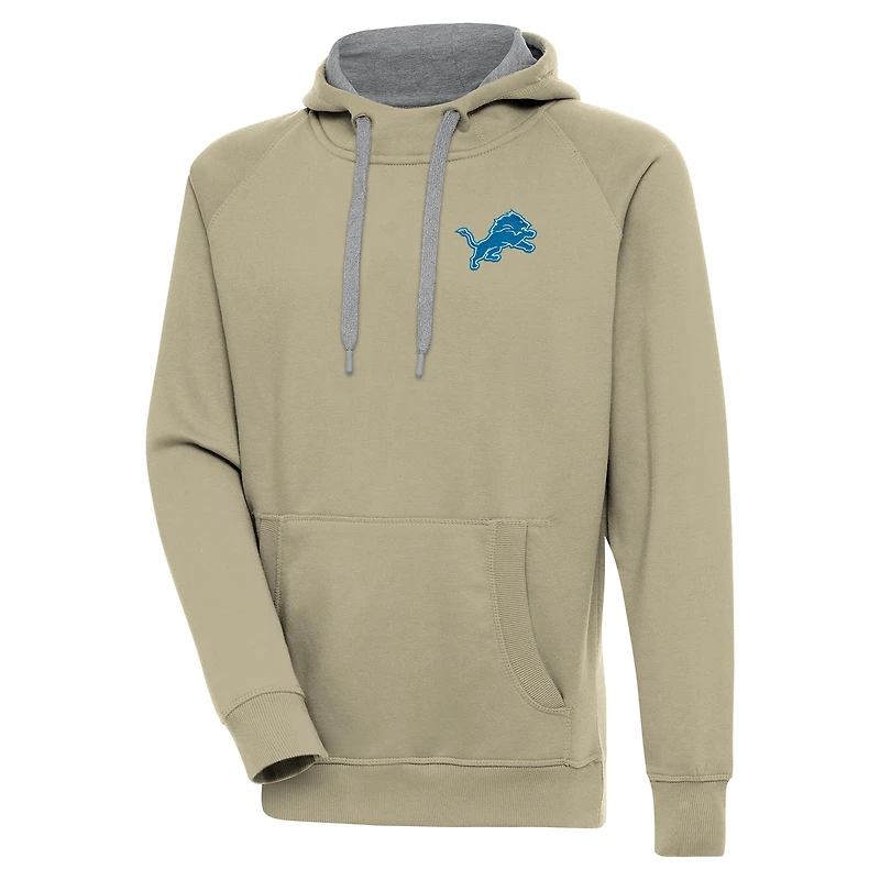 Men's Antigua  Khaki Detroit Lions  Victory Pullover Hoodie