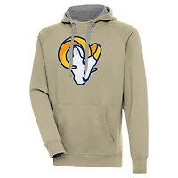 Men's Antigua  Khaki Los Angeles Rams Primary Logo Victory Pullover Hoodie