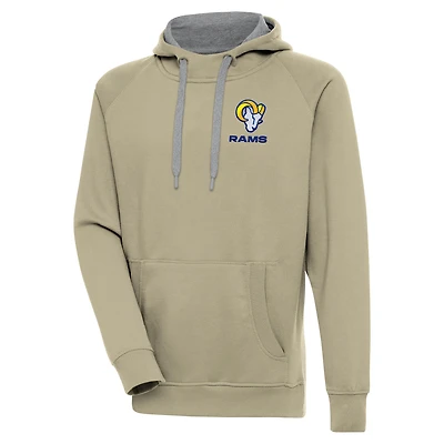 Men's Antigua  Khaki Los Angeles Rams  Victory Pullover Hoodie