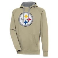 Men's Antigua  Khaki Pittsburgh Steelers Primary Logo Victory Pullover Hoodie
