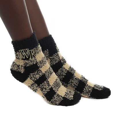 Women's ZooZatz Wake Forest Demon Deacons Fuzzy Buffalo Check Ankle Socks