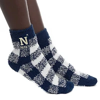 Women's ZooZatz Navy Midshipmen Fuzzy Buffalo Check Ankle Socks