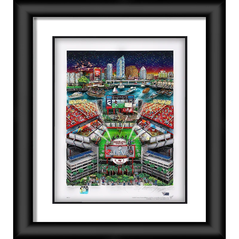 Tampa Bay Buccaneers Super Bowl LV Champions Framed 23" x 27" Deluxe 3D Print - Art by Charles Fazzino - Artist Signed - Limited Edition #29/250