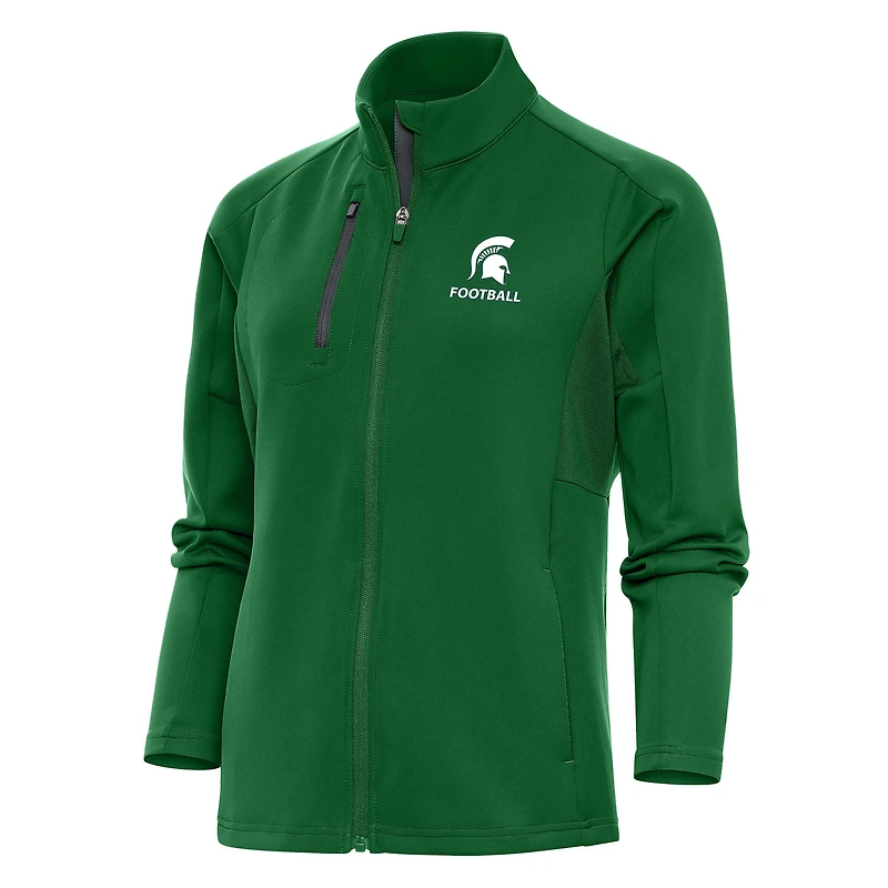 Women's Antigua Green Michigan State Spartans Football Generation Full-Zip Jacket
