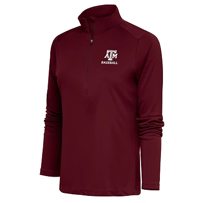 Women's Antigua  Maroon Texas A&M Aggies Baseball Tribute Half-Zip Pullover Top